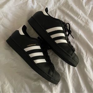 ADIDAS Black Superstar Sneakers Shoes Mens Size 8.5
